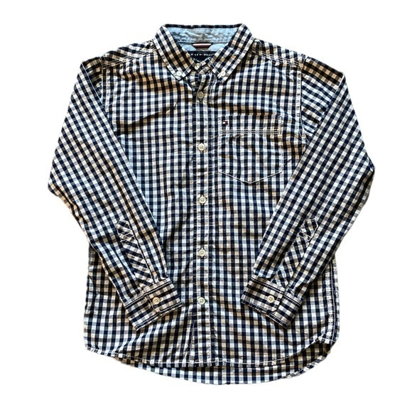 Tommy Hilfiger Blue and White Check‎ Shirt Sz. S (8/10 Boys) - Picture 1 of 6